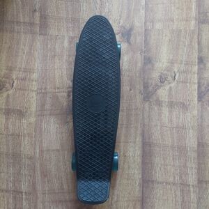 Black Penny Board Skateboard with Green Teal Blue Wheels 22 Inches
